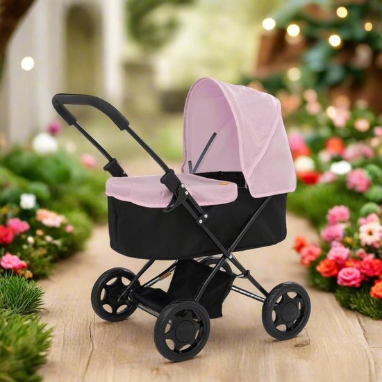 Joie Kinderwagen met Afneembare Schort en Verstelbare Kap, Lichtgewicht Opvouwbaar Reissysteem in Zwart en Roze, Opbergsysteem voor Kinderen vanaf 3 Jaar van Joie