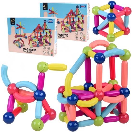 Jojoy - 2 Sets - Magnetische Blokken - 84 Stuks (2x42) - Educatief Speelgoed - Bouwblokken - SUPERBLOCK van Jojoy