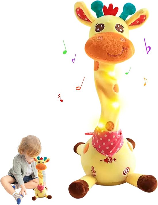 Jojoy - Interactieve Pluche Giraf - 60 Kinderliedjes - Herhaalt Spraak - Dans & Zing - 35cm - GIRADANCE van Jojoy