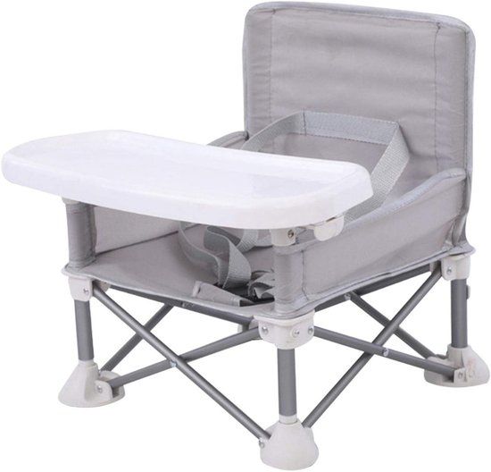 Jojoy - Opvouwbaar Babyzitje Met Eetblad - Draagbare Kinderstoel 5-Punts Harnas - Tot 15kg - Grijs - BIBISEAT van Jojoy