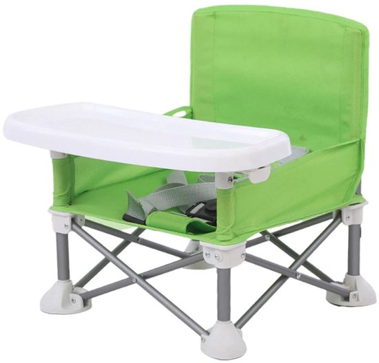 Jojoy - Opvouwbaar Babyzitje Met Eetblad - Draagbare Kinderstoel 5-Punts Harnas - Tot 15kg - Groen - BIBISEAT van Merkloos