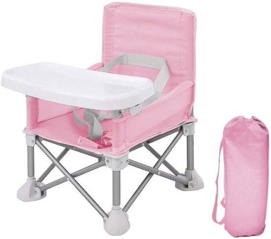 Jojoy - Opvouwbaar Babyzitje Met Eetblad - Draagbare Kinderstoel 5-Punts Harnas - Tot 15kg - Roze - BIBISEAT van Merkloos