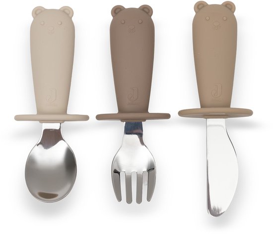Jollein Baby Bestek Set - Siliconen Kinderbestek - Natural Shades