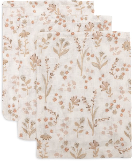 Jollein Baby Hydrofiel Washandje 15x20cm - Baby Washandje - Bloomy - 3 Stuks van Jollein