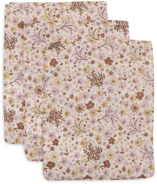 Jollein - Baby Hydrofiel Washandje Flower Fairies - Katoen - 3 Stuks - Baby Washand, Hydrofiele Washandjes -15x20cm van Jollein