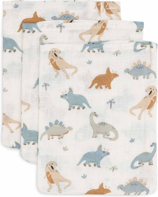 Jollein - Baby Hydrofiel Washandje - Katoen - 3 Stuks - Roarsome - Baby Washand, Hydrofiele Washandjes -15x20cm van Jollein
