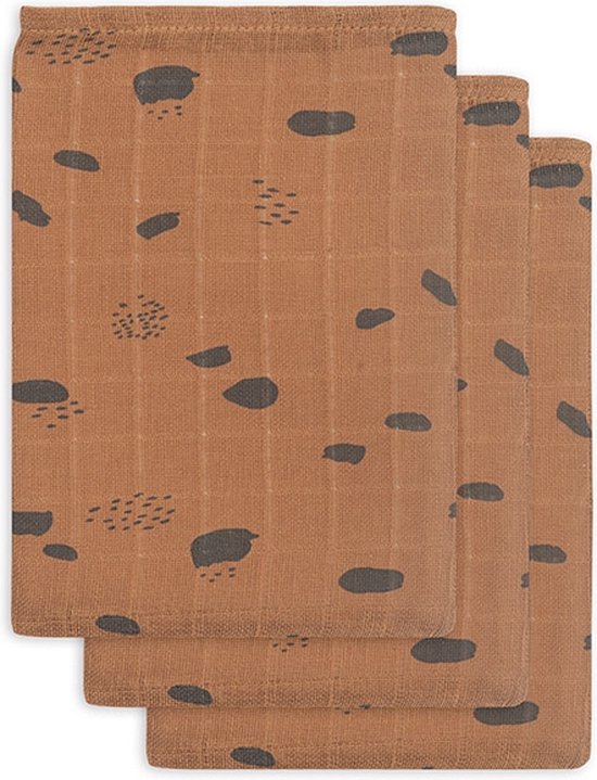 Jollein Baby Hydrofiel Washandje Spot - Caramel - 3 Stuks van Jollein