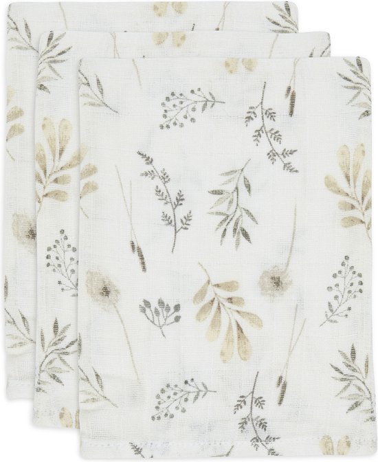 Jollein - Baby Hydrofiel Washandje Wild Flowers - Katoen - 3 Stuks - Baby Washand, Hydrofiele Washandjes -15x70cm van Jollein