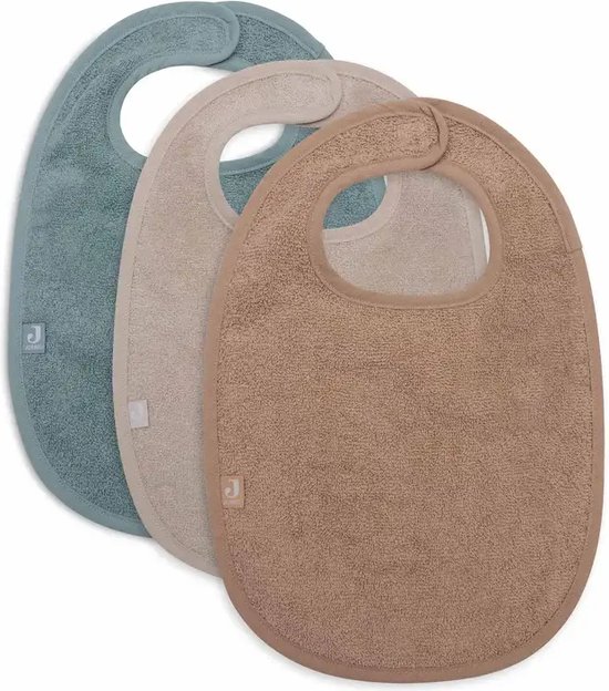 Jollein - Baby Slab Badstof - Katoen - Met Klittenband - Slabbetjes - 3 Stuks - Sea Green/Nougat/Biscuit van Jollein