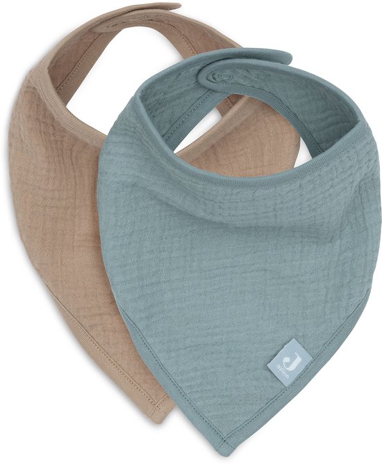 Jollein Baby Slab Bandana - Hydrofiel - Slabbetjes Baby - 2 Stuks - Sea Green/Biscuit van Jollein