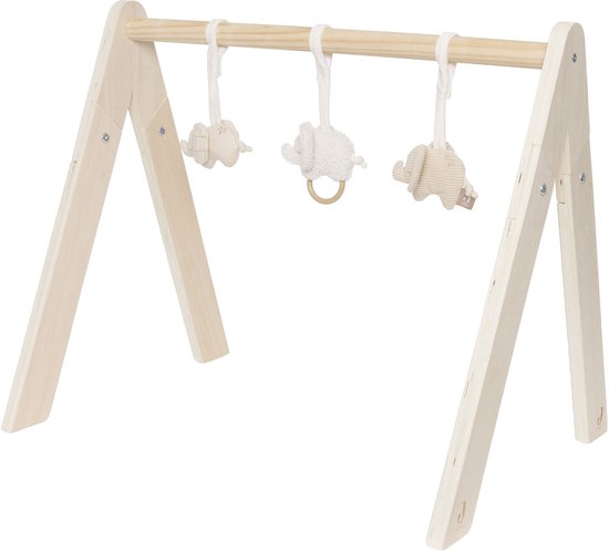 Jollein - Babygym Speeltjes - Baby Speelgoed Hangers - Hout & Polyester - Elephant Tales van Merkloos