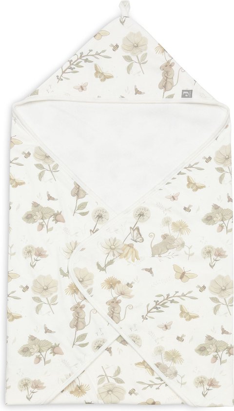 Jollein - Badcape 75x75cm - Baby Handdoek met Badcape, Omslagdoek, Badponcho - Dreamy Mouse van Jollein