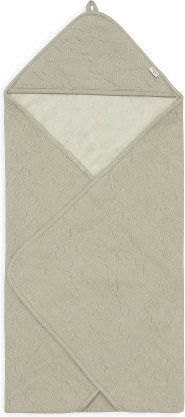 Jollein - Badcape 75x75cm - Baby Handdoek met Badcape, Omslagdoek, Badponcho - Soft Waves - Olive Green van Jollein