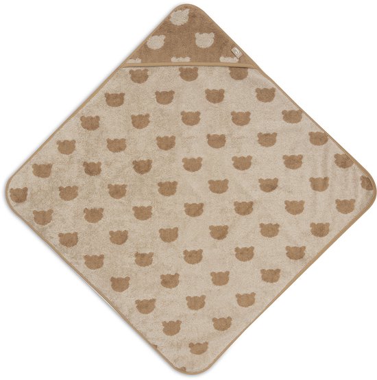 Jollein Badcape Baby - Jersey / Badstof - 75x75 cm - Jacquard - Teddy Bear van Merkloos