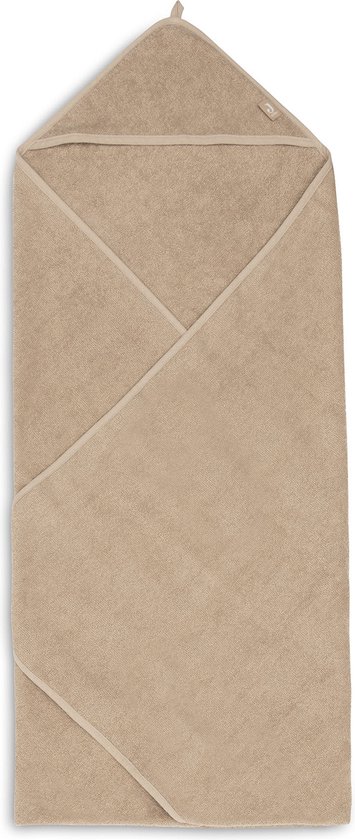 Jollein - Badcape Badstof 100x100cm - Baby Handdoek met Badcape, Omslagdoek, Badponcho - Biscuit van Jollein