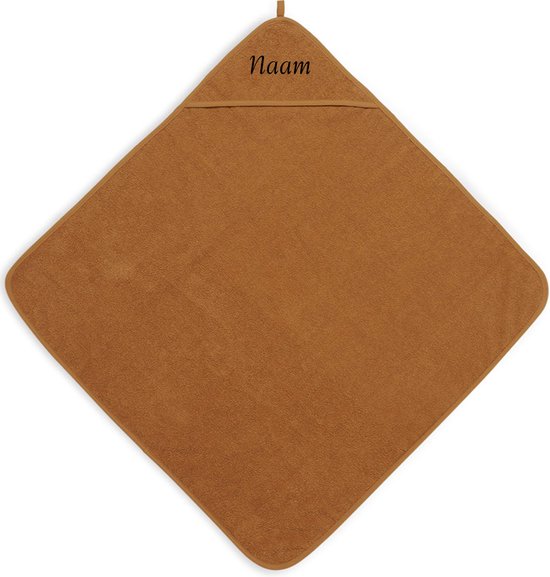 Jollein Badcape/omslagdoek Caramel met naam geborduurd - kraamcadeau met naam van Merkloos