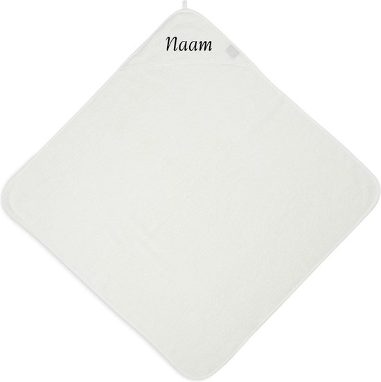 Jollein Badcape/omslagdoek Ivory White met naam geborduurd - kraamcadeau met naam van Jollein