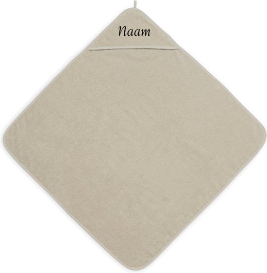 Jollein Badcape/omslagdoek Nougat met naam geborduurd - kraamcadeau met naam van Jollein