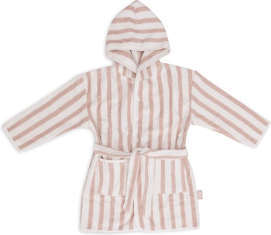 Jollein Badjas 1-2 jaar Stripe Terry - Wild Rose - GOTS van Merkloos