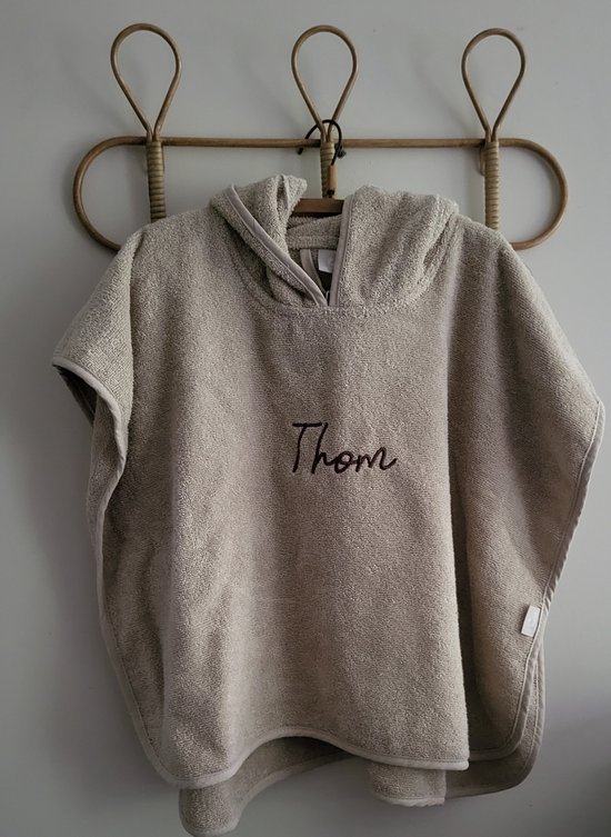 jollein badponcho baby/kind nougat met geborduurde naam/gepersonaliseerd