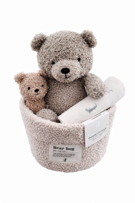 Jollein cadeaumand - neutraal beer - kraampakket - geboortepakket van Merkloos