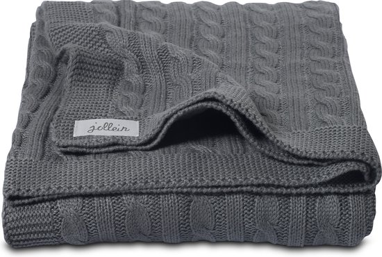 Jollein Deken Cable 75x100 cm - Antraciet van Jollein