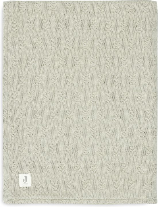 Jollein - Deken Ledikant 100x150cm - Dekentje Baby - Grain Knit - Olive Green/Velour van Jollein