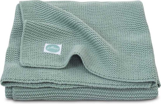 Jollein - Deken Wieg 75x100cm - Wiegdeken, Wiegdekentje, Dekentje Baby - Basic Knit - Forest Green van Jollein
