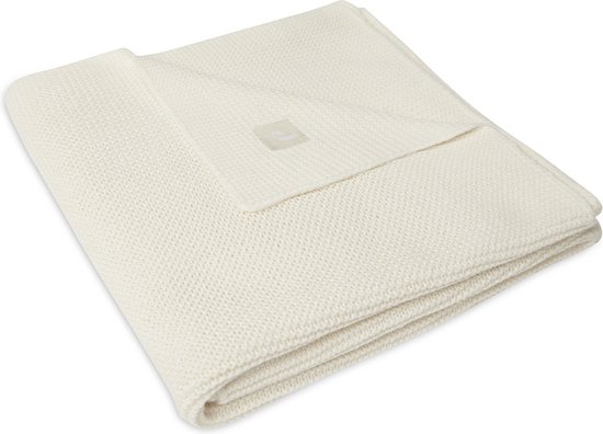 Jollein - Deken Wieg 75x100cm - Wiegdeken, Wiegdekentje, Dekentje Baby - Basic Knit - Ivory van Jollein