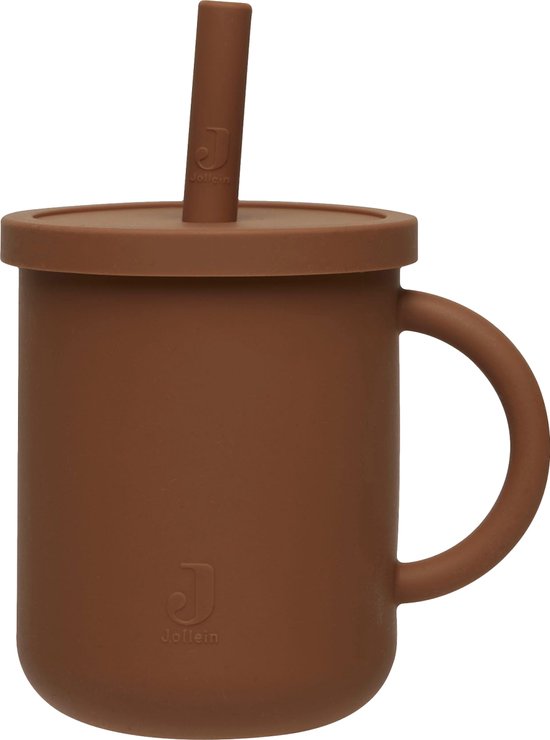 Jollein - Drinkbeker Met Rietje (Caramel) - Siliconen - Baby Drinkberker, Baby Bestek - 6-18 maanden van Jollein