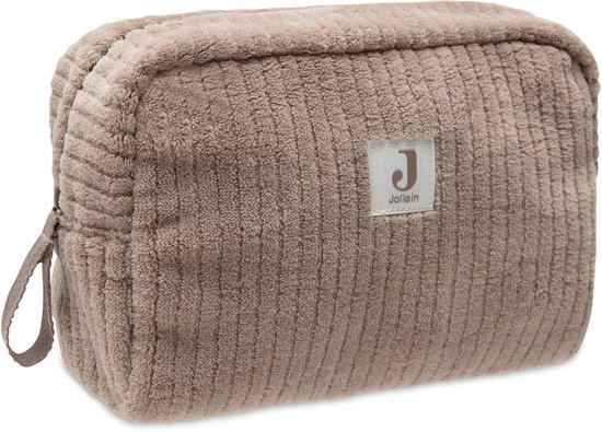 Jollein - Etui - Cloudy Rib - Milky Coffee - 100% Polyester - Luieretui, Baby Toilettas - 21x14cm van Jollein