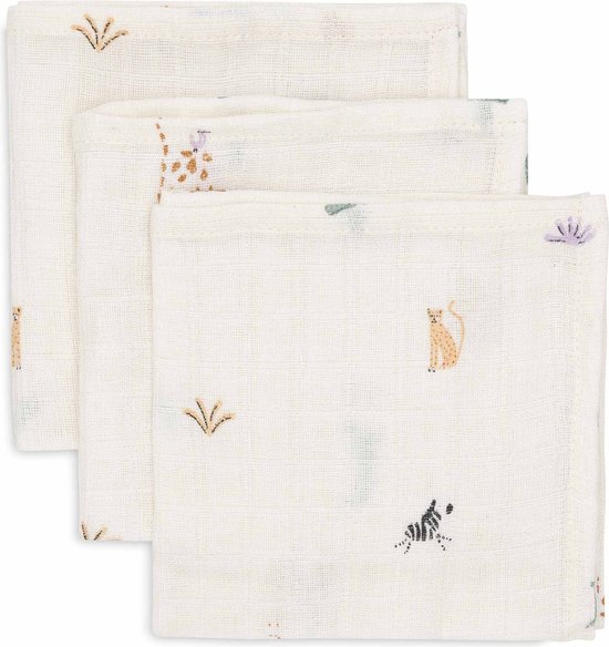 Jollein - Hydrofiel Monddoekje 31x31cm - Baby Hydrofiele Doeken - 3 Stuks - Jungle Jambo van Jollein