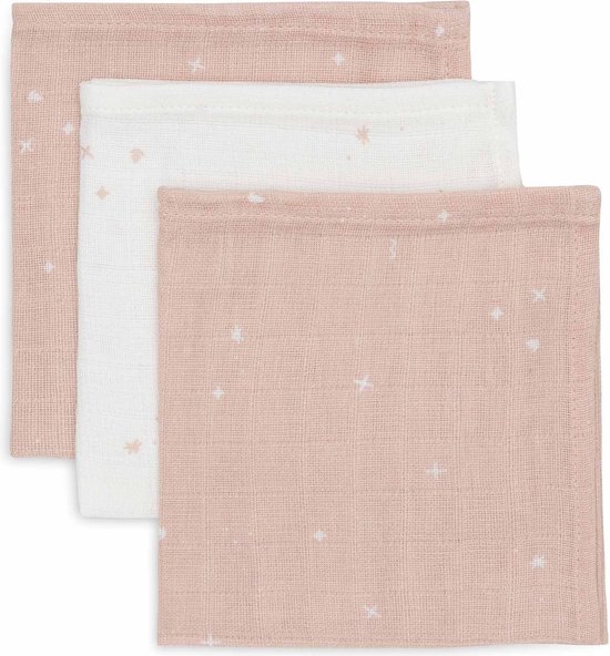 Jollein - Hydrofiel Monddoekje 31x31cm - Baby Hydrofiele Doeken - 3 Stuks - Twinkling Wild Rose van Merkloos