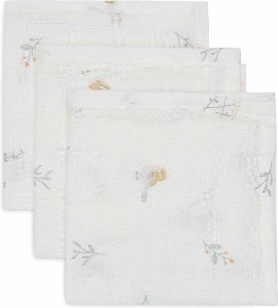 Jollein - Hydrofiel Monddoekje 31x31cm - Baby Hydrofiele Doeken, Spuugdoekjes, Speendoekje - 3 Stuks - Lovely Birds van Jollein