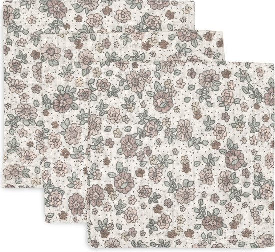 Jollein - Hydrofiel Monddoekje 31x31cm - Baby Hydrofiele Doeken, Spuugdoekjes, Speendoekje -Retro Flowers - 3 Stuks van Jollein