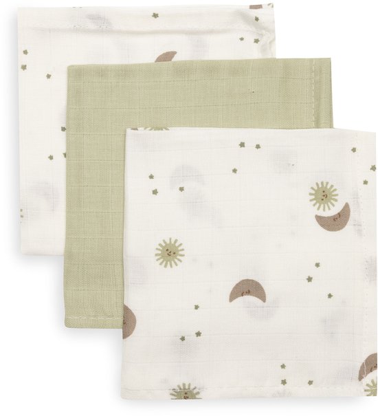 Jollein Hydrofiel Monddoekje - 31x31cm - Over the Moon - 3 Stuks van Jollein