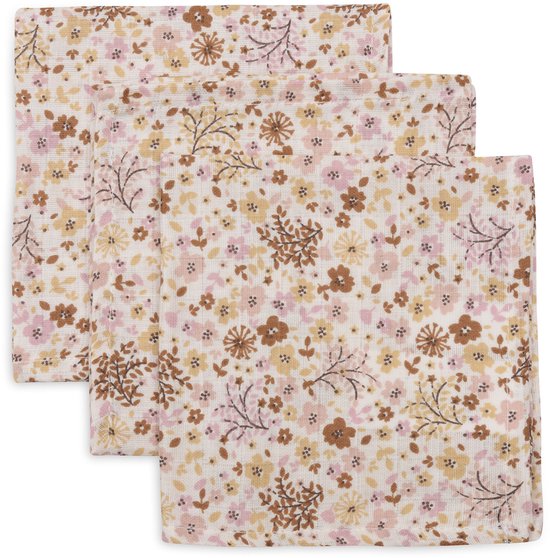 Jollein - Hydrofiel Monddoekje Basic - Baby Hydrofiele Doeken, Spuugdoekjes, Speendoekje - Flower Fairies - 3 Stuks van Jollein