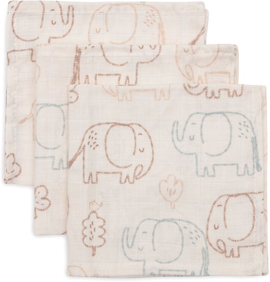 Jollein Hydrofiel Monddoekje Basic - Elephant Tales - 3 Stuks