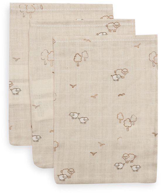 Jollein Hydrofiel Washandje 15x20cm Woolly (3pack)