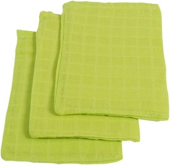 Jollein - Hydrofiel washandje (3pack) - Lime van Jollein