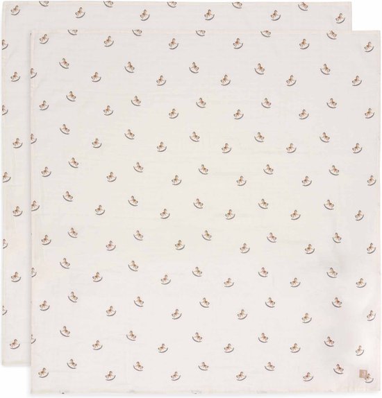 Jollein - Hydrofiele Doek Large 115x115cm - Inbakerdoek, Spuugdoekjes, Baby Doeken - Zacht Katoen - 2 Stuks - Nostalgic Ride van Jollein