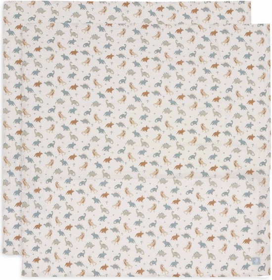 Jollein - Hydrofiele Doek Large 115x115cm - Inbakerdoek, Spuugdoekjes, Baby Doeken - Zacht Katoen - 2 Stuks - Roarsome van Jollein