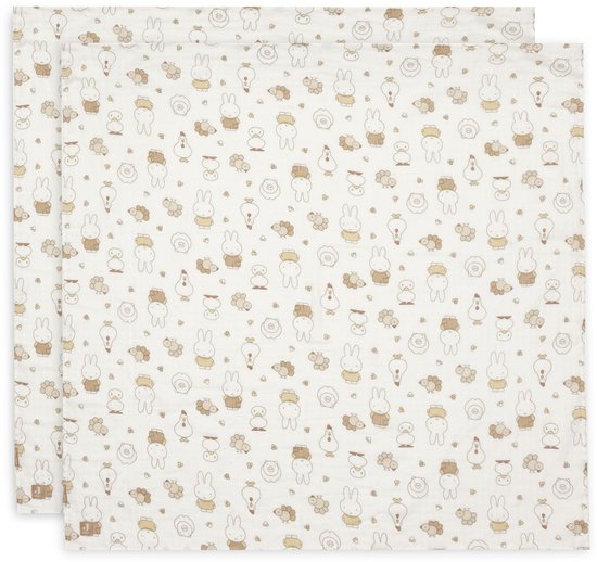 Jollein Hydrofiele Doek Large - 115x115cm - Miffy Family Farm - 2 Stuks van Merkloos