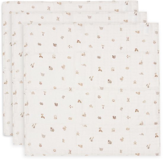 Jollein Hydrofiele Doek Small - 70x70cm - Animals Friends - 3 Stuks