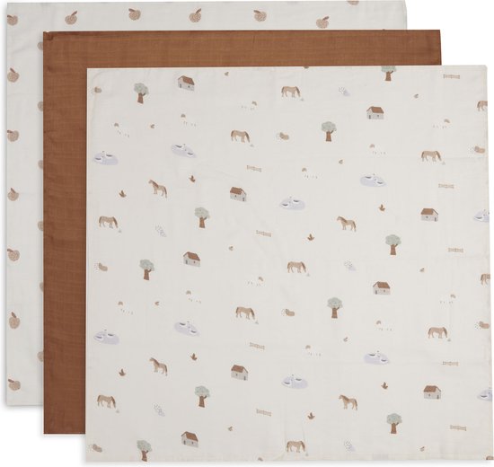 Jollein Hydrofiele Doek Small 70x70cm Farm - 3 Stuks van Merkloos
