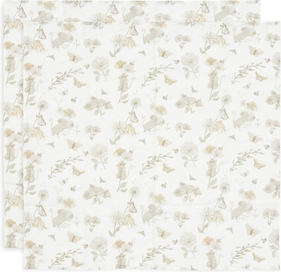 Jollein - Hydrofiele Doek Small 70x70cm - Inbakerdoek, Spuugdoekjes, Baby Doeken - Zacht Katoen - Dreamy Mouse - 2 Stuks van Jollein