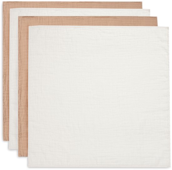 Jollein - Hydrofiele Doek Small 70x70cm - Inbakerdoek - Zacht Katoen - 4 Stuks - Biscuit/Ivory van Jollein