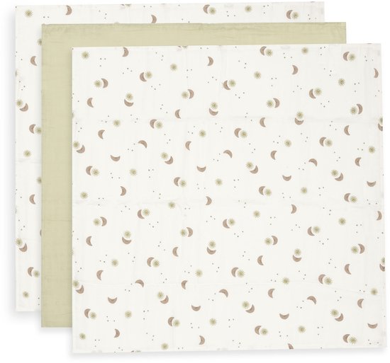 Jollein Hydrofiele Doek Small - 70x70cm - Over the Moon - 3 Stuks
