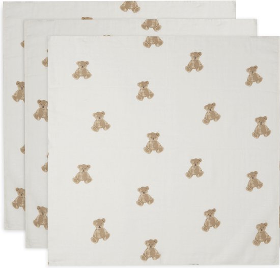 Jollein Hydrofiele Doek Small 70x70cm Teddy Bear - 3 Stuks van Jollein