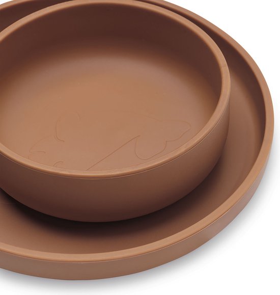 Jollein - Kinderserviesset 4-delig (Caramel) - Siliconen - Baby Servies, Baby Bestek - 6-18 maanden van Jollein
